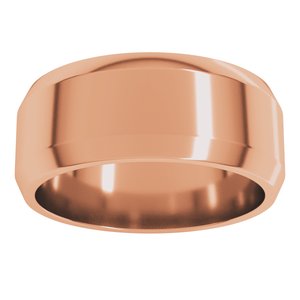 18K Yellow Or White Or Rose Gold Lightweight Beveled-Edge Flat Band