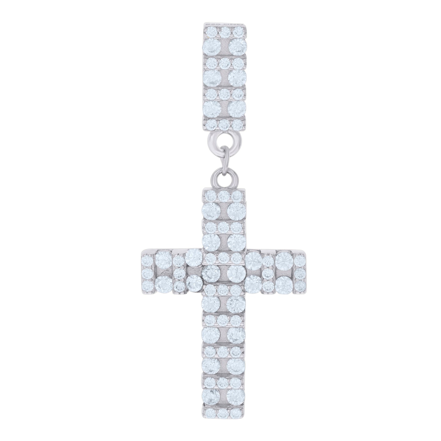 Sterling Silver Mens Cubic-Zirconia Cross Religious Charm Pendant