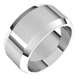 18K Yellow Or White Or Rose Gold Lightweight Beveled-Edge Flat Band