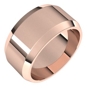 18K Yellow Or White Or Rose Gold Lightweight Beveled-Edge Flat Band