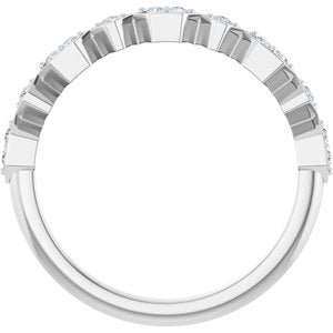 14K White Gold Natural Diamond Round 1.3 Mm Polished 1/8 Ctw Natural Diamond Geometric Stackable Anniversary Band Size 7