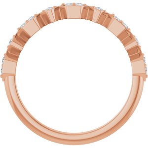 14K Rose Gold Natural Diamond Round 1.3 Mm Polished 1/8 Ctw Natural Diamond Geometric Stackable Anniversary Band Size 7