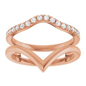 14K Rose Gold  Round 1.5 Mm Polished 1/4 Ctw Natural Diamond V-Shaped Ring Guard Size 7