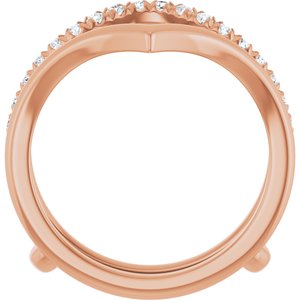 14K Rose Gold  Round 1.5 Mm Polished 1/4 Ctw Natural Diamond V-Shaped Ring Guard Size 7