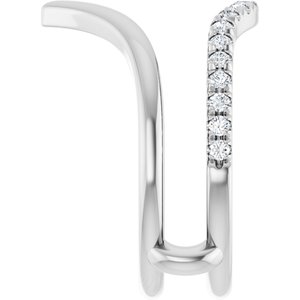 14K White Gold Round 1.5 Mm Polished 1/4 Ctw Lab Grown Diamond V-Shaped Ring Guard Size 7