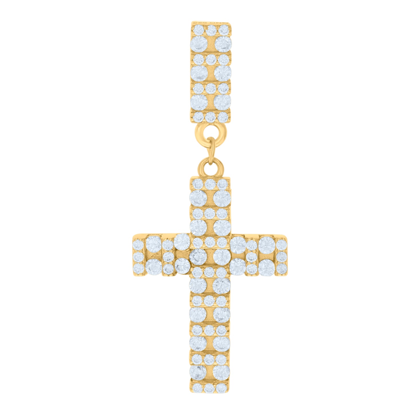 Sterling Silver Mens Cubic-Zirconia Cross Religious Charm Pendant