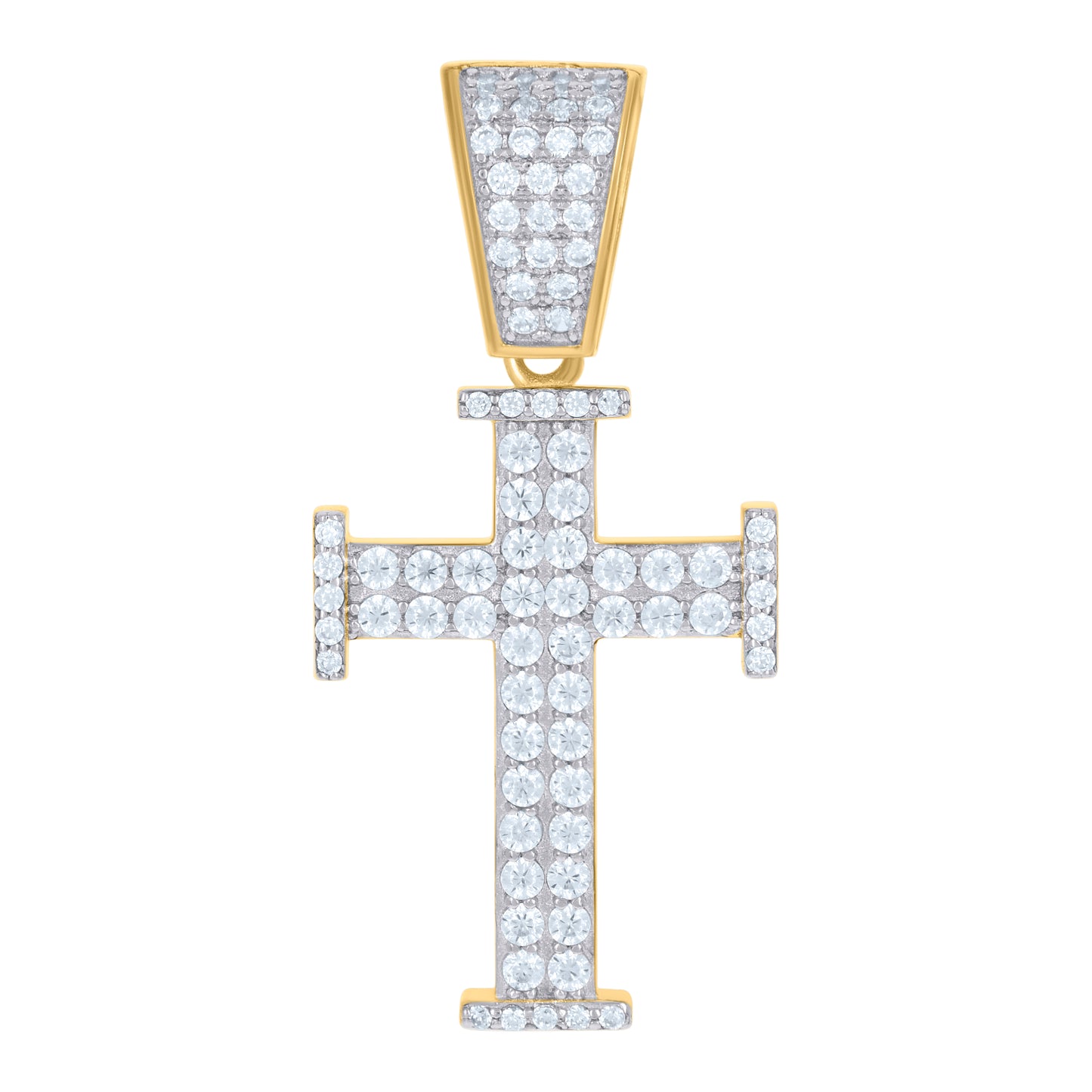 Sterling Silver Mens Cubic-Zirconia Cross Religious Charm Pendant