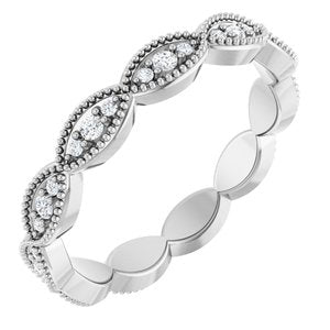 14K White Gold Round G-H Si2-Si3 1/5 Ctw Natural Diamond Eternity Band Size 7