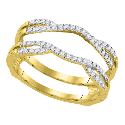 14K Yellow Gold Womens Round Diamond Curved Wrap Ring Guard Enhancer 1/3 Cttw, Womens Size: 5-10