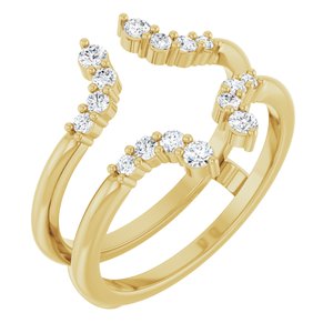14K Yellow Gold Natural Diamond Round Natural Diamond Polished 1/3 Ctw Natural Diamond Ring Guard Size 7