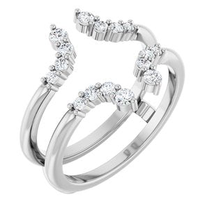 14K White Gold Natural Diamond Round Natural Diamond Polished 1/3 Ctw Natural Diamond Ring Guard Size 7
