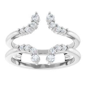 14K White Gold Natural Diamond Round Natural Diamond Polished 1/3 Ctw Natural Diamond Ring Guard Size 7