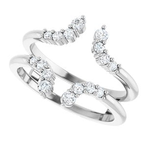 14K White Gold Natural Diamond Round Natural Diamond Polished 1/3 Ctw Natural Diamond Ring Guard Size 7