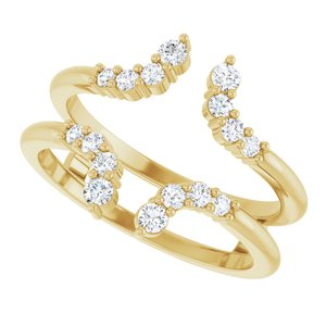 14K Yellow Gold Natural Diamond Round Natural Diamond Polished 1/3 Ctw Natural Diamond Ring Guard Size 7