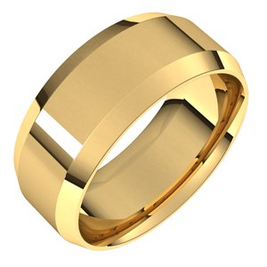 14K Yellow Or White Or Rose Gold Or Platinum 8 mm Beveled Edge Comfort Fit Light Band