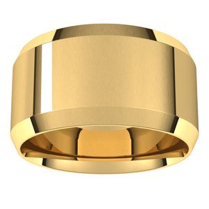 18K Yellow Or White Or Rose Gold Lightweight Beveled-Edge Comfort-Fit Flat Band
