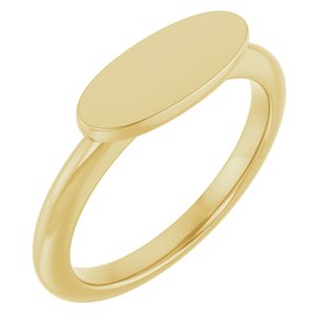 14K Yellow Gold None 5.54 X 13.14 Mm Brush Polished Oval Signet Ring Size 7