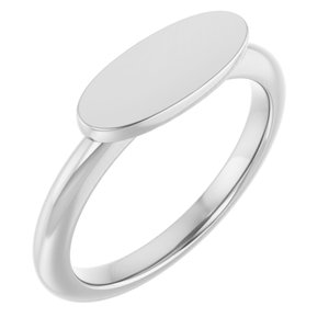 Sterling Silver 5.54 X 13.14 Mm Brush Polished Oval Signet Ring Size 7