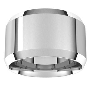 18K Yellow Or White Or Rose Gold Lightweight Beveled-Edge Comfort-Fit Flat Band