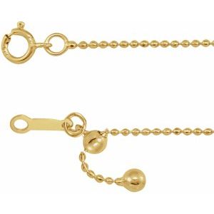 14K Yellow Gold Adjustable Bead Chain, Length: 16-22 In, Width: 1 Mm