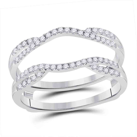 14K White Gold Womens Round Diamond Solitaire Enhancer Wedding Band 1/3 Cttw, Womens Size: 5-10