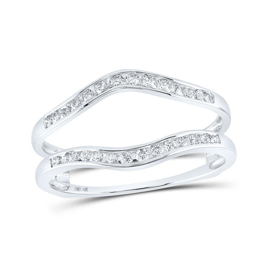 14K White Gold Womens Round Diamond Ring Guard Wrap Solitaire Enhancer 1/4 Cttw, Womens Size: 5-10