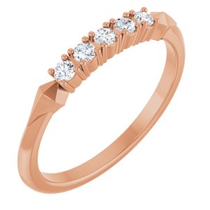 14K Rose Gold Round 2 Mm Polished 1/6 Ctw Natural Diamond Five-Stone Anniversary Band Size 7