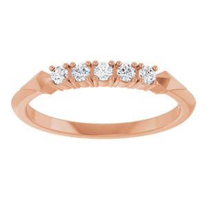14K Rose Gold Round 2 Mm Polished 1/6 Ctw Natural Diamond Five-Stone Anniversary Band Size 7