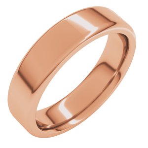 18K Yellow Or White Or Rose Gold Round-Edge Comfort-Fit Flat Band