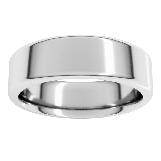 14K Yellow Or White Gold Or Sterling Silver Or Platinum Standard Flat Comfort Fit With Round Edge Band