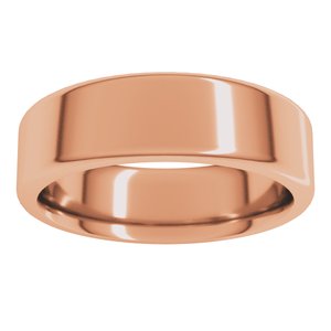 18K Yellow Or White Or Rose Gold Round-Edge Comfort-Fit Flat Band