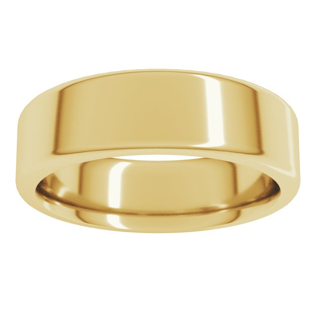 14K Yellow Or White Gold Or Sterling Silver Or Platinum Standard Flat Comfort Fit With Round Edge Band