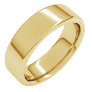 18K Yellow Or White Or Rose Gold Round-Edge Comfort-Fit Flat Band