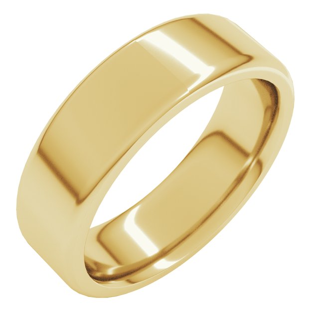 14K Yellow Or White Gold Or Sterling Silver Or Platinum Standard Flat Comfort Fit With Round Edge Band