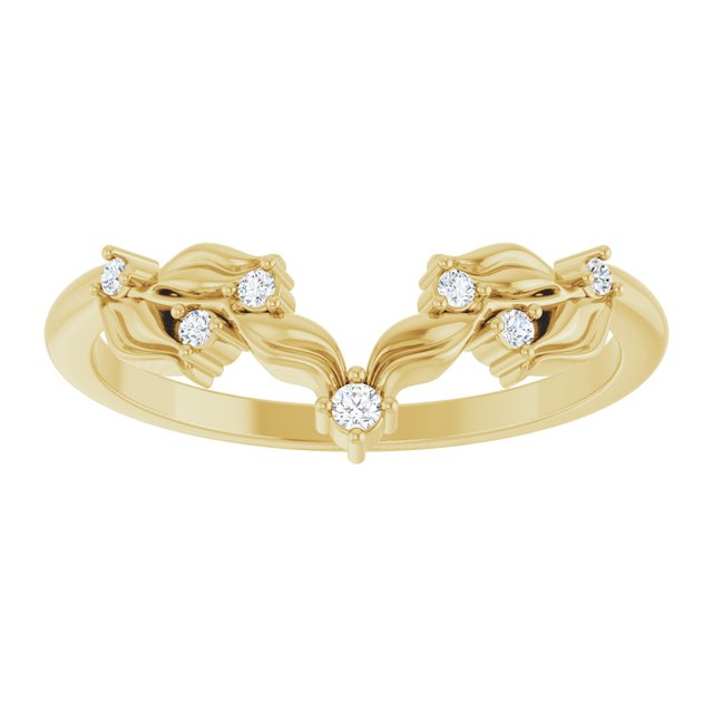 14K Yellow Or White Gold Or Platinum Round Polished .05 Ctw Natural Diamond Contour Band, Size 7