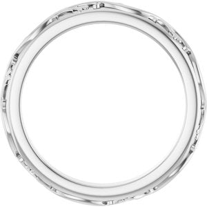 14K White Gold Patterned Band Size 7