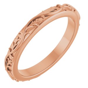 14K Rose Gold Patterned Band Size 7