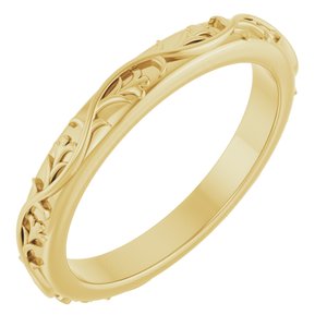 14K Yellow Gold Patterned Band Size 7