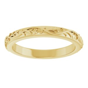 14K Yellow Gold Patterned Band Size 7