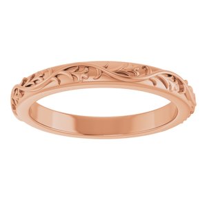 14K Rose Gold Patterned Band Size 7