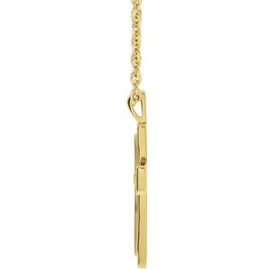 14K Yellow Gold 24.47 X 13.4 Mm 18 In Polished Mens Texture Finish Cross Necklace