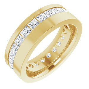 14K Yellow Gold Square 2.5 X 2.5 Mm F+ Vs Lab-Grown Diamond Band Size 6.5