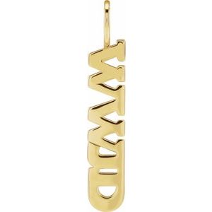 14K Yellow Gold Vertical "Wwjd" Charm Pendant