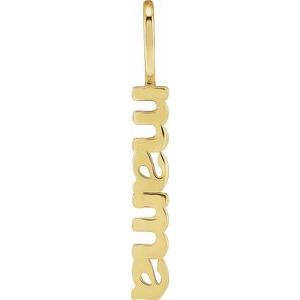 14K Yellow Gold Vertical Mama Charm Pendant