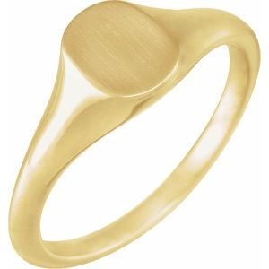 14K Yellow Gold Oval 8 X 6 Mm Brush Polished Oval Signet Ring Size 7