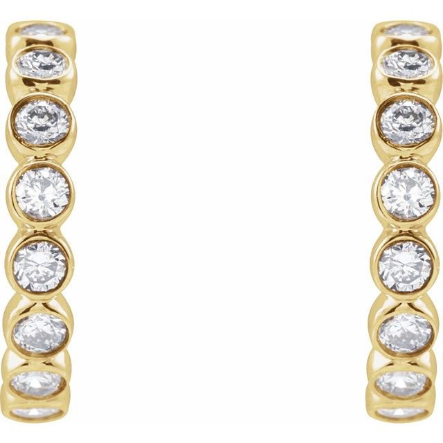 14K Yellow Or White Gold Round 11.1 Mm 2.2 Mm 1.5Mm Vs, F+ Pair Friction Back Polished 1/3 Ctw Lab-Grown Diamond Hoop Earrings