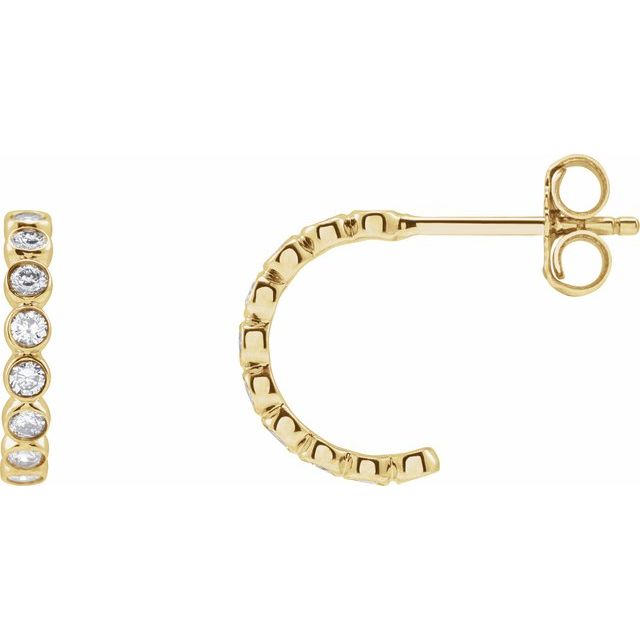 14K Yellow Or White Gold Round 11.1 Mm 2.2 Mm 1.5Mm Vs, F+ Pair Friction Back Polished 1/3 Ctw Lab-Grown Diamond Hoop Earrings
