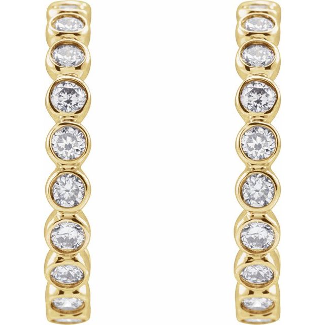 14K Yellow Or White Gold Round 14 Mm 2.2 Mm 1.5Mm Vs, F+ Pair Friction Back Polished 3/8 Ctw Lab-Grown Diamond Hoop Earrings