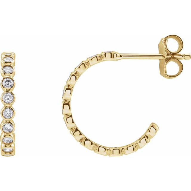 14K Yellow Or White Gold Round 14 Mm 2.2 Mm 1.5Mm Vs, F+ Pair Friction Back Polished 3/8 Ctw Lab-Grown Diamond Hoop Earrings