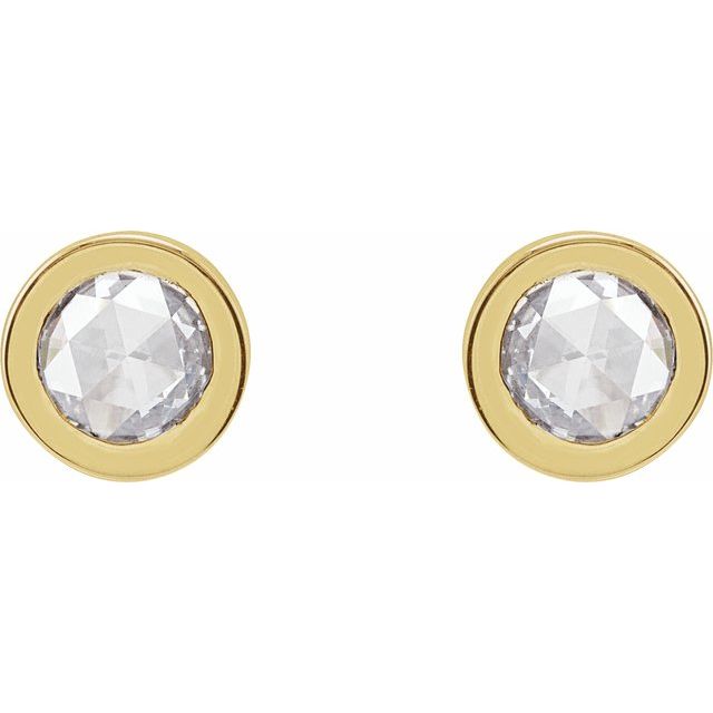 14K Yellow Gold Round Pair 4Mm Vs/Si1, G-H Friction Bezel Polished 1/4 Ctw Rose-Cut Natural Diamond Bezel-Set Solitaire Earrings